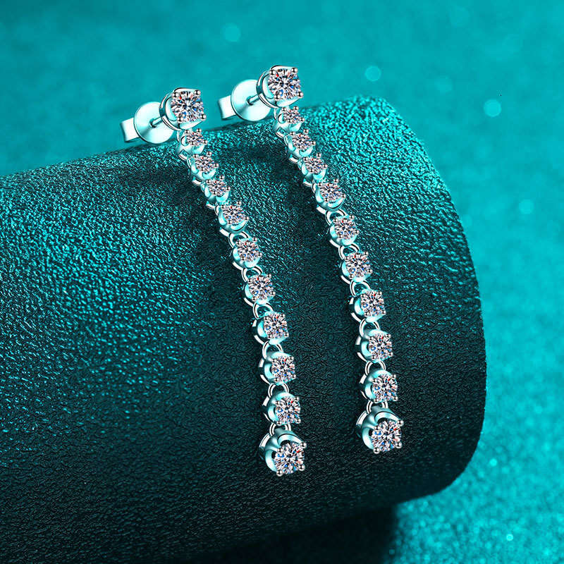 DHCollections-- Xindeyi S Pure Sier New Full Moissanite Stud Tassel Long Row Earrings Fashion High-end Design