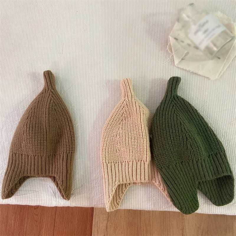 Autumn Winter Ear Protection Baby Hat Warm Knitted Kids Hat Cap Solid Color Infant Boy Girls Beanie Bonnet InfantL251024