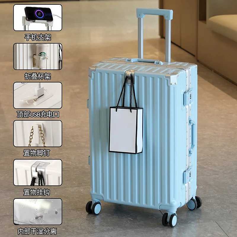 1 Piece Suitcase Multifunctional Universal Wheel Mens and Womens Suitcase Student Trolley Case Durable Large Capacity Password Box HookW251024
