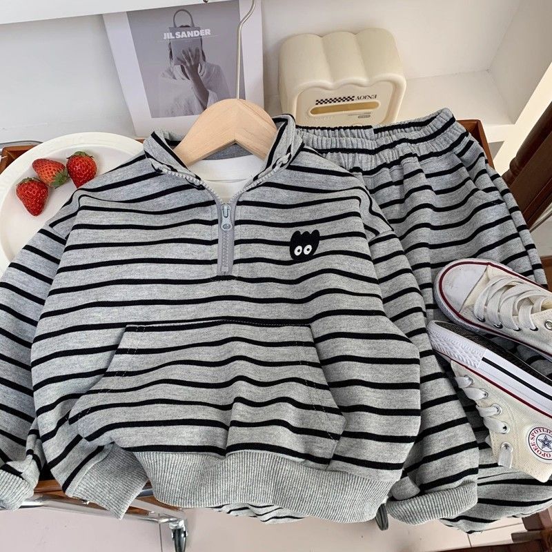 Fashion Soft & Cozy Kids Hoodie Set, Striped Spring Tracksuit for Toddlers and Youth, Boys Girls 2-Piece Outfit Free Shipping