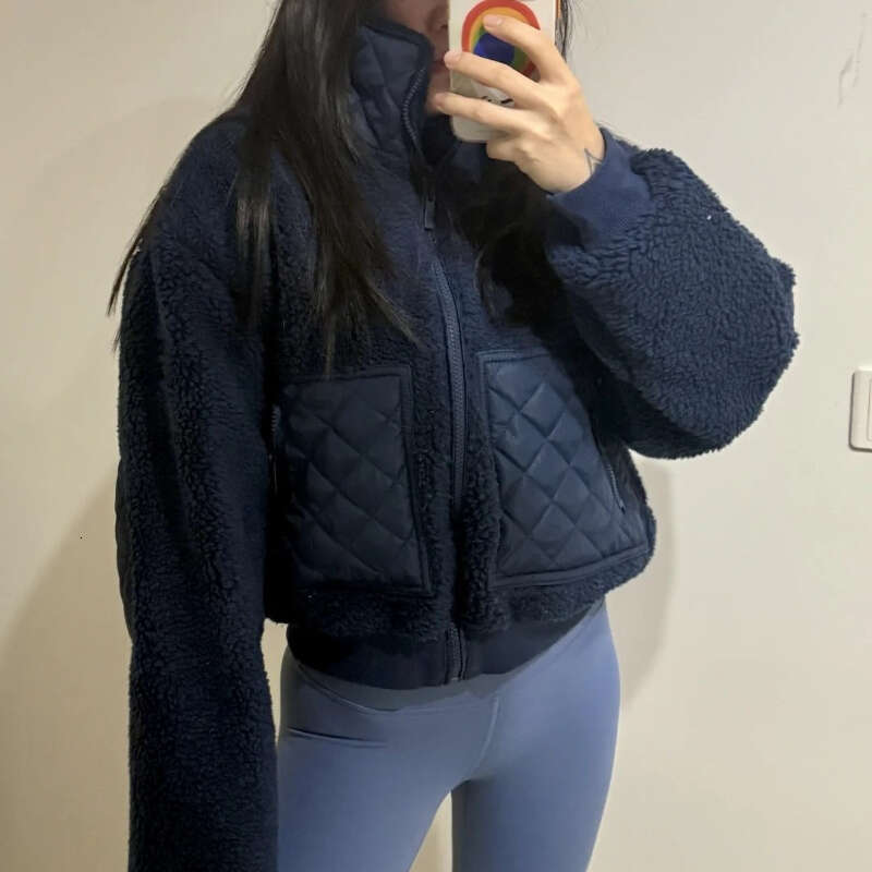 Alosets Sweatshirt Hoodie Aloyogaset Woman Clothe Coat Autumn Winter Lamb Wool Short Thick Warm Sports Casual Stand Collar Zipper Kids Designer Clothes Size Xs-l