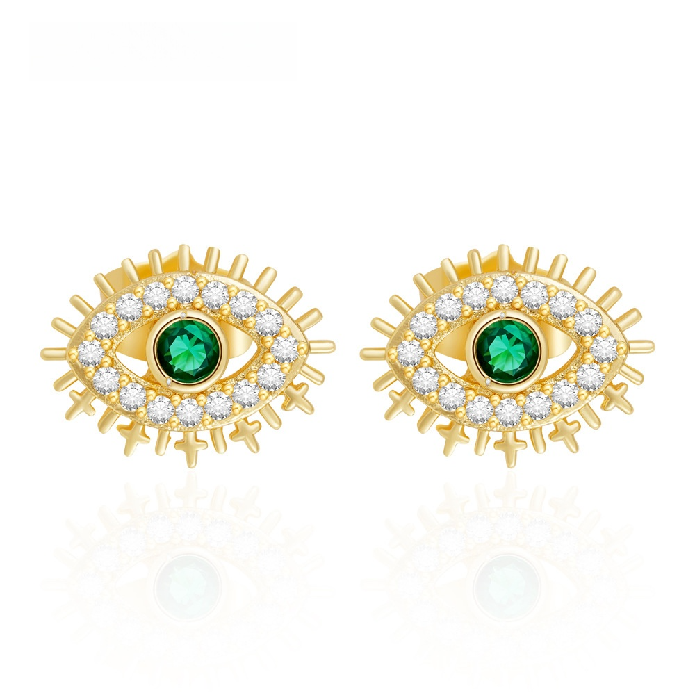 Luxury earrings Minimalist and niche design retro Devil's Eye copper plated gold earrings with zircon inlay earrings Designer earrings for men fr