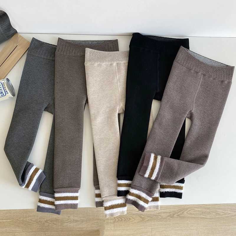 Toddler Girls Winter Thermal Leggings Autumn Children Velvet Thick Pants Kids Warm Cute Princess Stripe Tights Baby AccessoriesT251024
