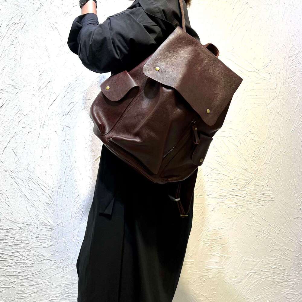 Genuine Leather Handmade Top Layer Cowhide Unisex Backpack Large Capacity High Quality European and American style