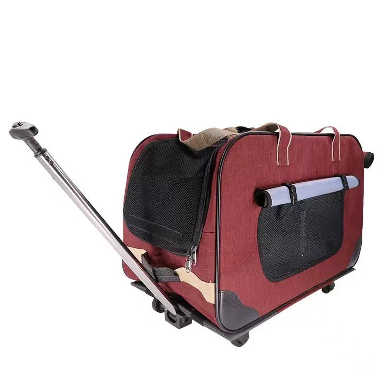 Pet luggage trolley, dog stroller, cat concealed portable pushcart, large cat bag, spacious travel case.