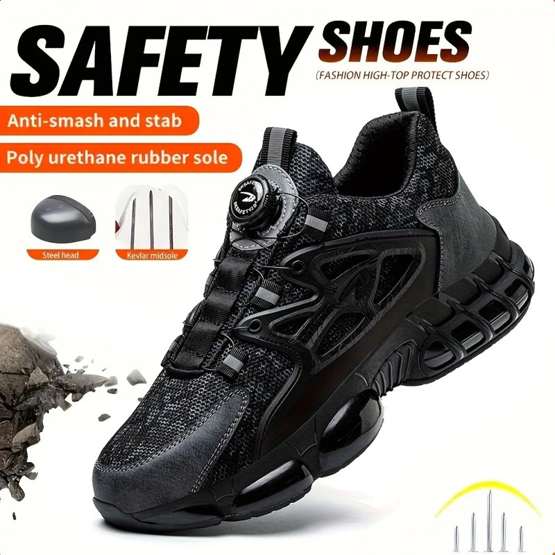 Slackstabproof work shoes with elastic buttons and laceup 251023