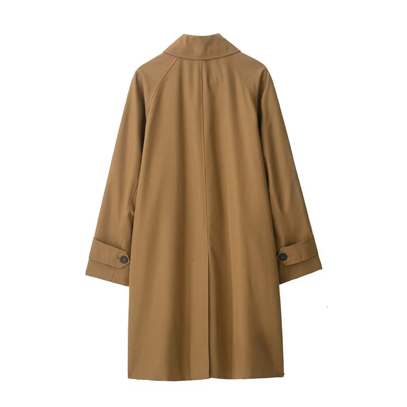 Womens Jacket Fall Camel Long Sleeve British Style Simple Trench Coat Casual Fashion Loose and Versatile 251021
