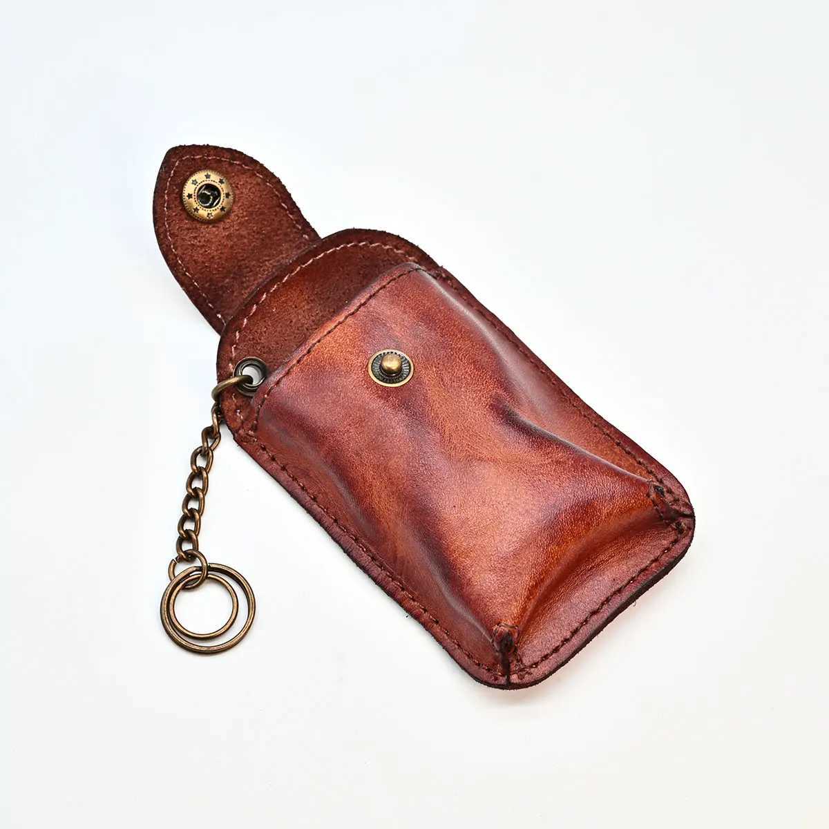 Leather Car Key Case Belt Wear Smart Belt Pouch Portable Key Case Retro Wrinkled Top Layer Cowhide Leather Key Fob Holder Z251023