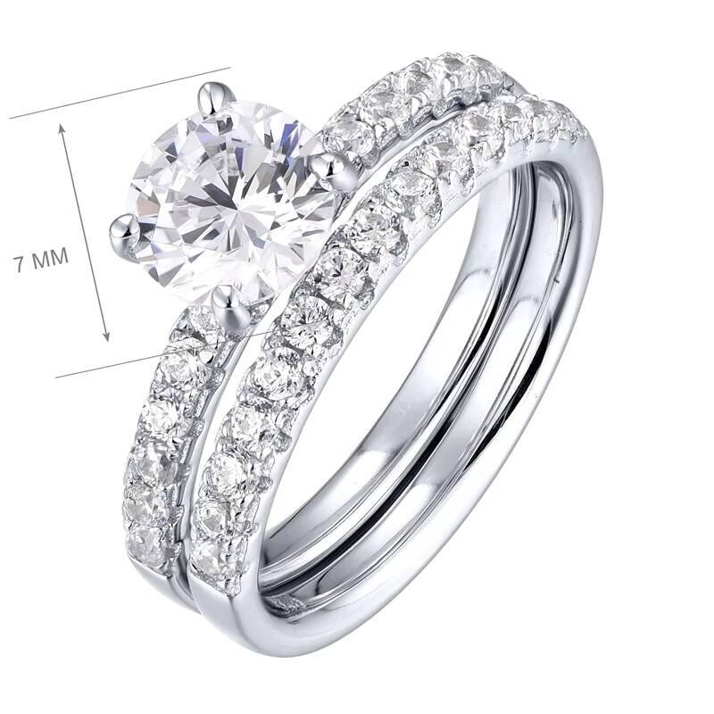 Moissanite Engagement Ring Fine Jewelry 925 Sterling Silver Rhodium Plated Ring Zircon Lovers Wedding Ring Stacking