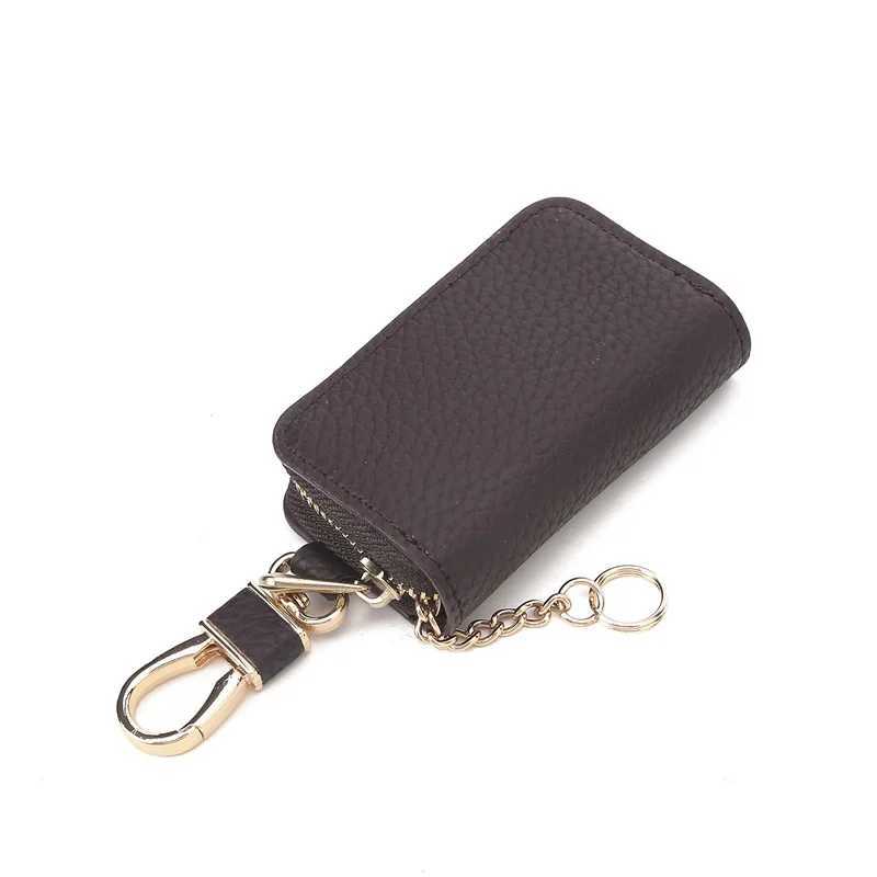 Lychee Pattern Leather Keychain Men Key Holder Organizer Pouch Split Car Key Wallet Women Housekeeper Car Key Case Card Keys Bag Z251023