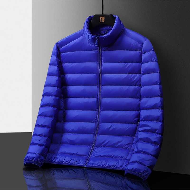 Autumn and winter popular light and thin standup collar down jacket mens short solid color plus size warm jacket Z251024