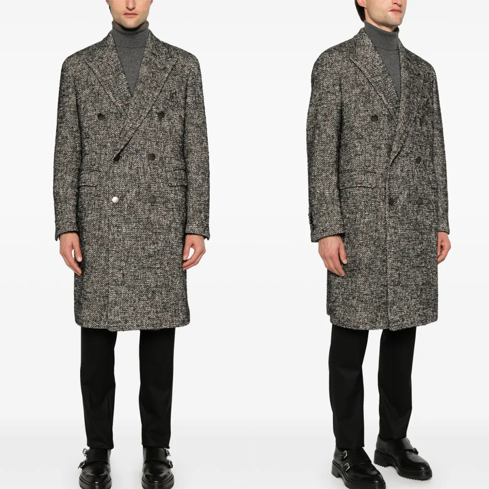 Double Breasted Winter Coat Men Long Overcoat Business Peaked Lapel Custom Made Formal Warm Wear Windproof