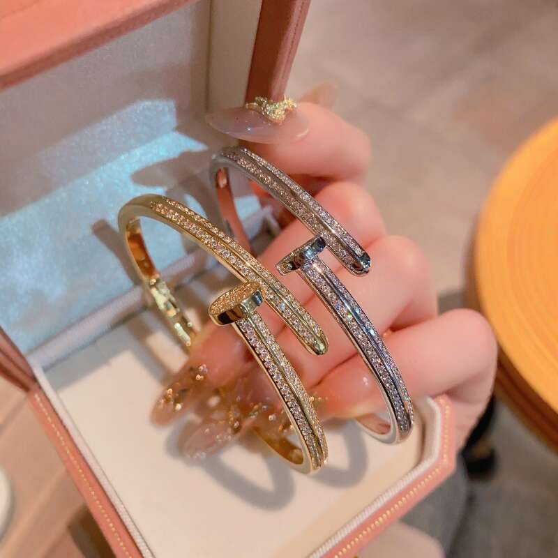 Bracelet Designer luxury bangle Studded Open Zircon full inlay Bracelets Fashion Trendy High-End design copper plated with 18K gold Festival vacation 