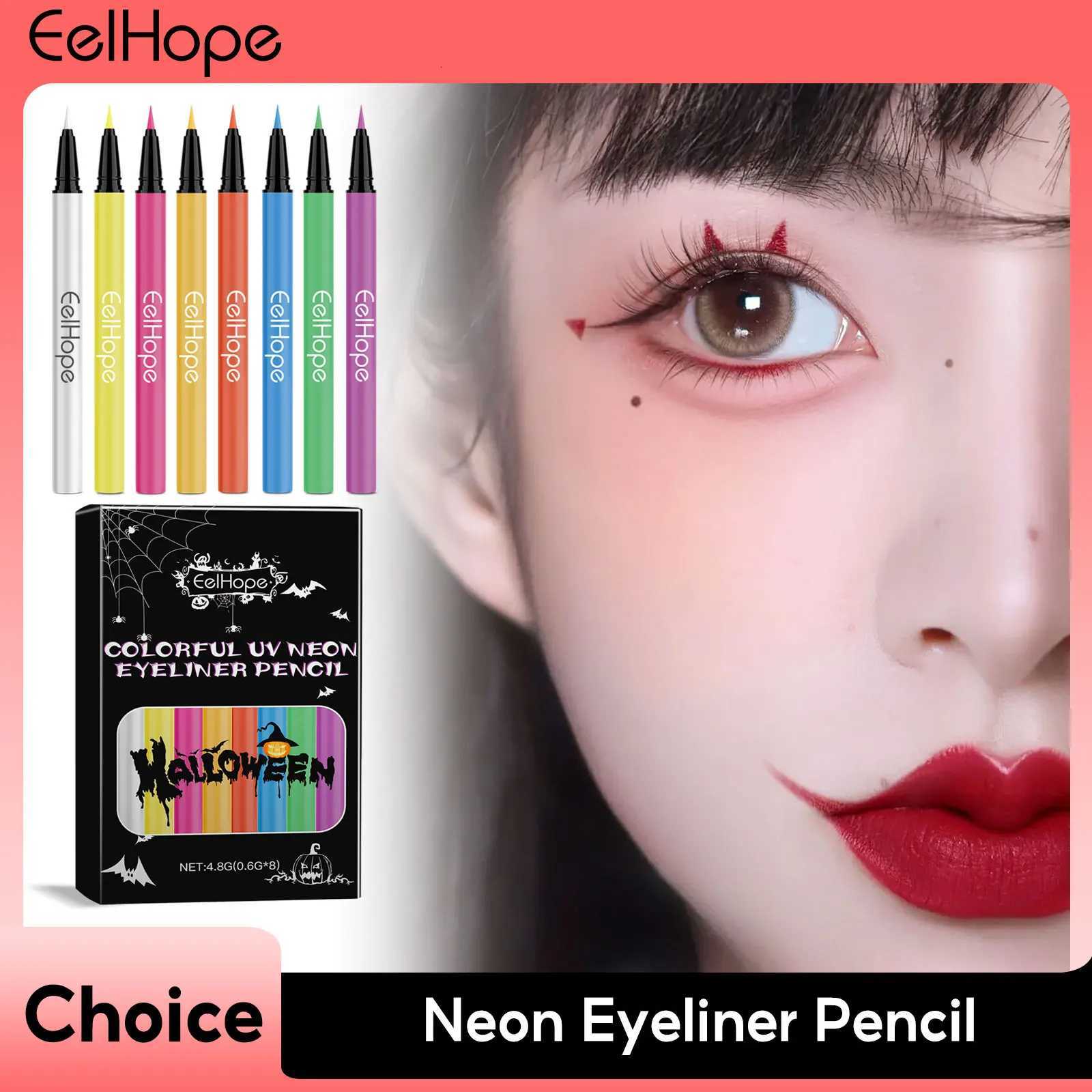 8color Halloween Neon Liquid Eyeliner Eye Makeup Long Lasting Highlighter Paint Face Waterproof Rainbow Shadow Makeup CosmeticsL251024