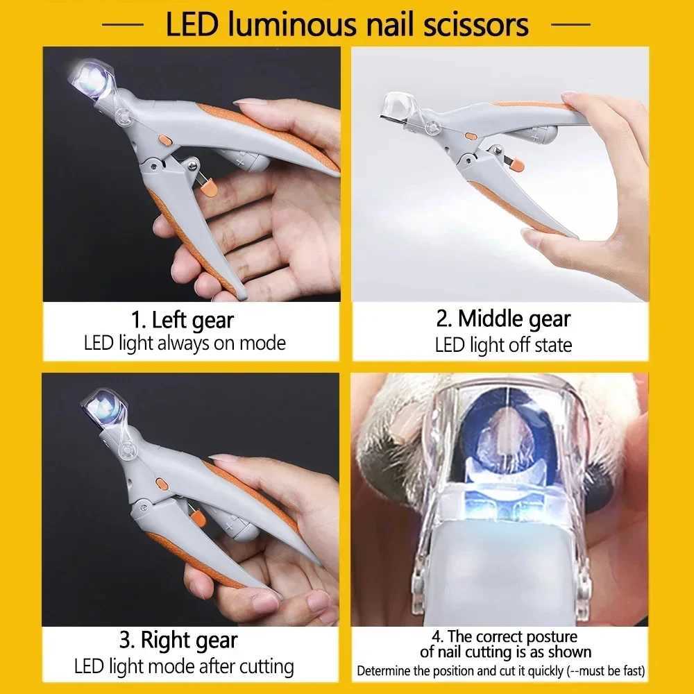Professional Pet Nail Clipper Scissors With LED Light Cat Dog Nail Clippers Tool Scissors Nail Toeclaw Cutter Scissors Pet Suppl Z202510241