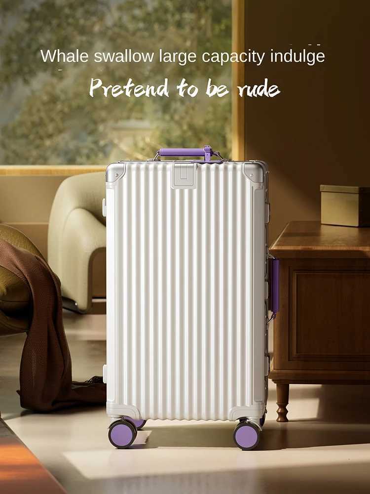 283032 inch Travel Suitcases Large Capacity New Strong and Durable Thickened PC Aluminium Frame Trolley Suitcase 20 CarrierW251024