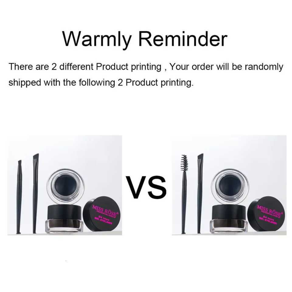 2 bottles of twocolor eyeliner gel durable color rendering waterproof non smudging eyeliner cream with two brushesL251024