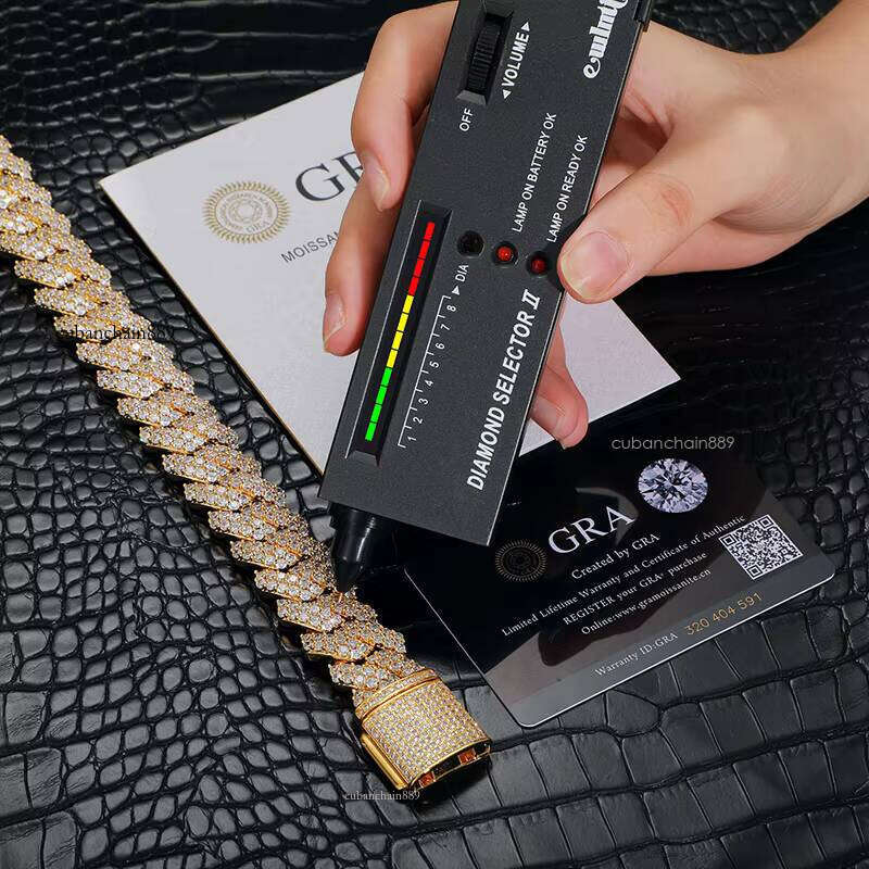 Necklace Ice Out Pure Sier Carbon Silicon Stone Cuban Chain Hip Hop JewelryHip hop jewelry bracelet necklace