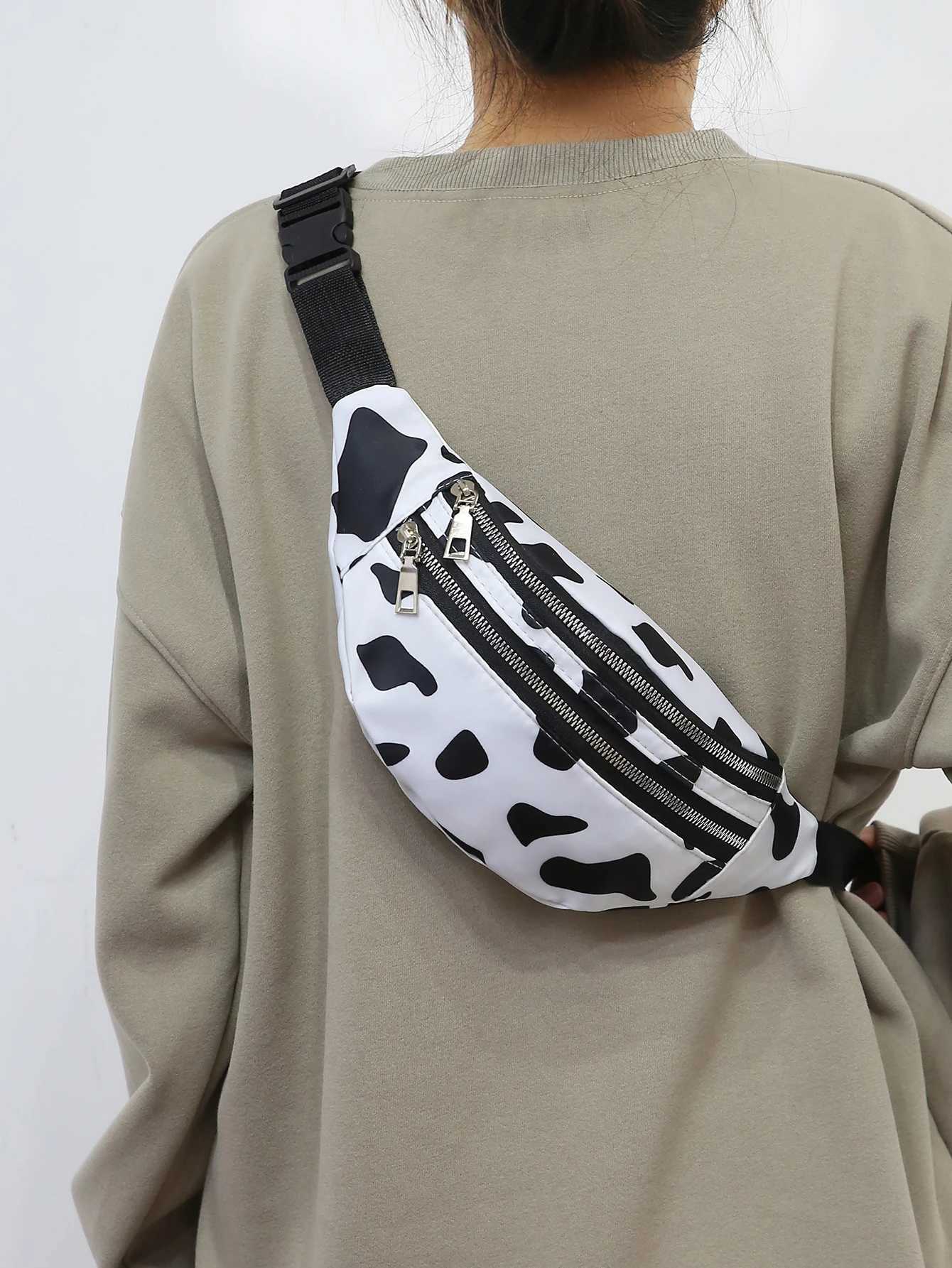 Cow Pattern Waist Bag Printing Fashion Ladies Messenger Bag Sports Chest Bag CrossBody Pocket Belt Bum Fanny Pack PouchL251024