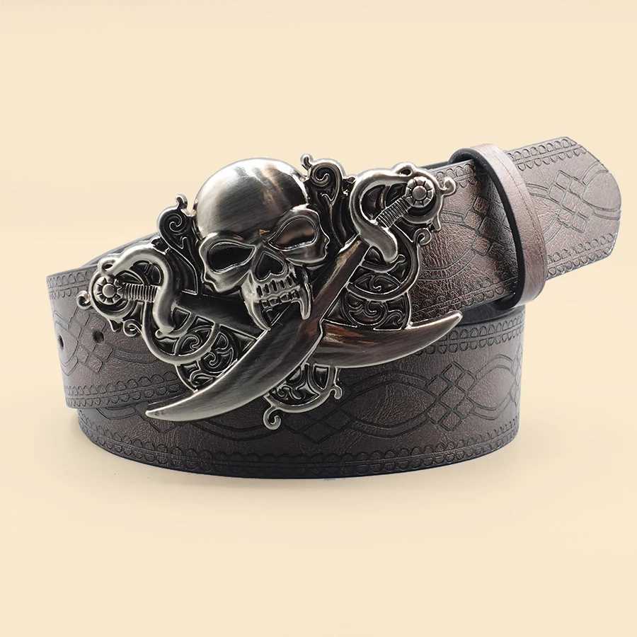 Brown Skull Unisex Waist Belt Street Style Retro Belt Can Be Paired with Jeans Dresses Suits Shirts W251024