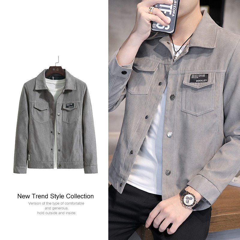 Stylish Men's Jacket Spring Autumn New Designer Hoodie Jacket Tracksuit Men Polo Veste Coat Workwear Jacket Denim Top Trendy Casual Turn-down Col