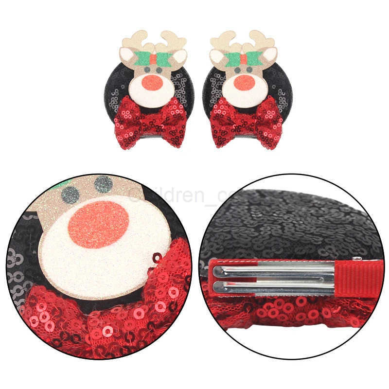 Disney Christmas Mickey & Friends Eared Hairstyle Clip-On Decorations: Colorful Sequined Accessory Set