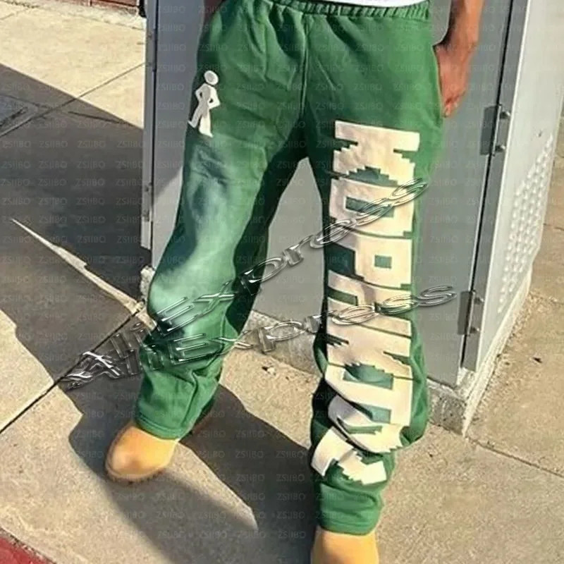 Mens Y2K Sweatpants Loose Elastic Waist Casual High Street HipHop Dance Streetwear Moto Pants 251020