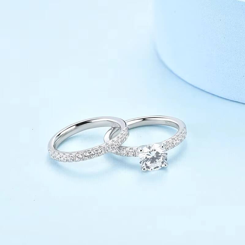 Moissanite Engagement Ring Fine Jewelry 925 Sterling Silver Rhodium Plated Ring Zircon Lovers Wedding Ring Stacking