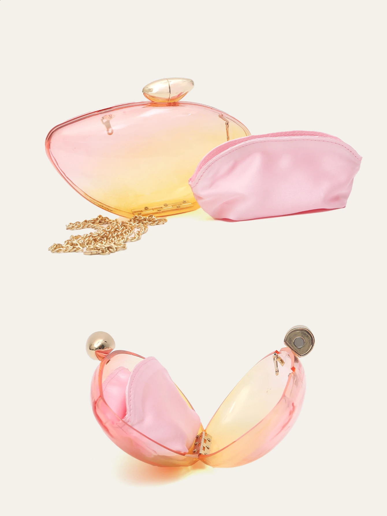 Niche Transparent Acrylic Clutch Handbag Womens Fashionable Gradient Color Evening Bag Gold Metal Chain Crossbody 251023