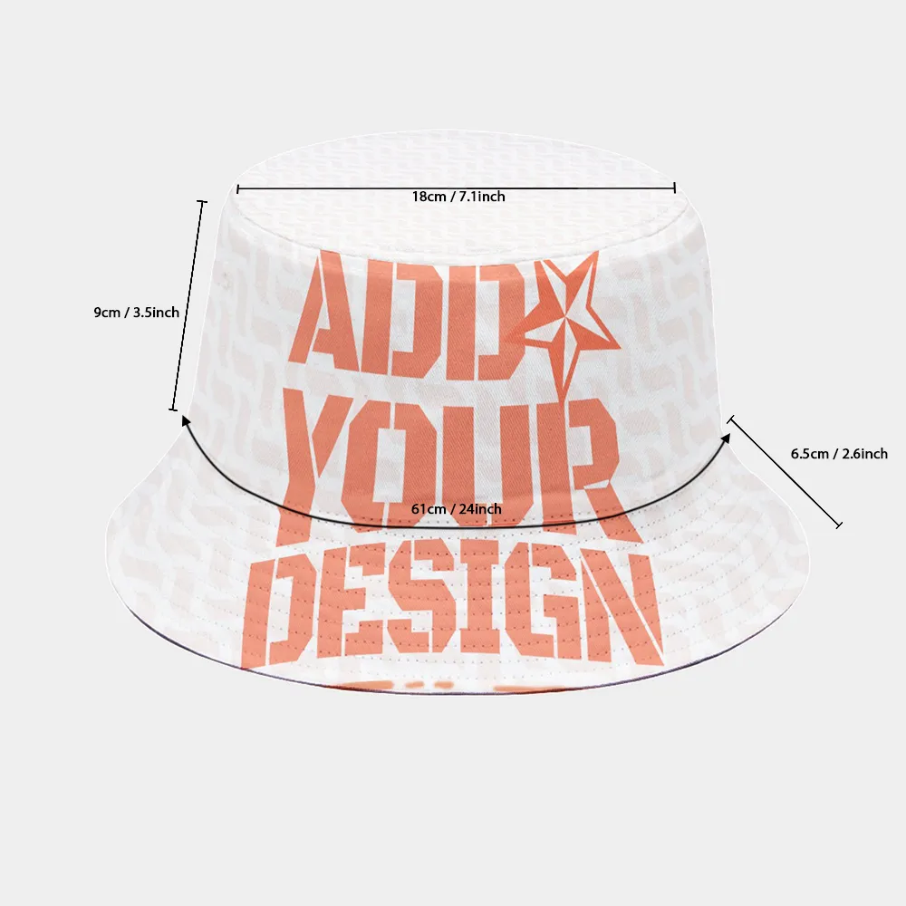 DHgatepod Unisex All-Over Print Bucket Hat - 100% Polyester Fashion Sun Hat for Outdoor & Commute