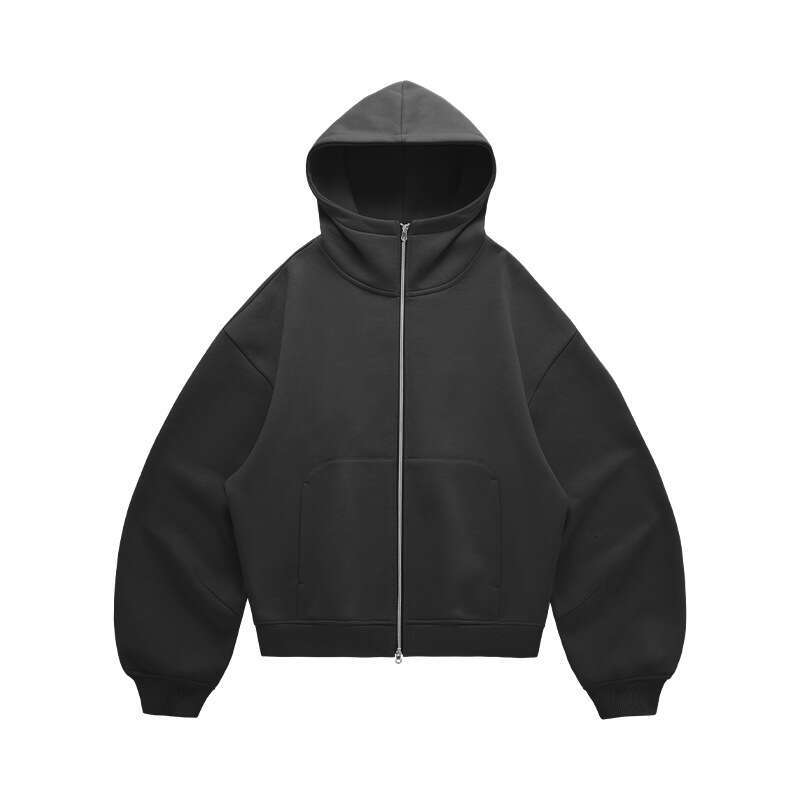 Men's Clothing | Curved Sleeve Boxy 2026 Autumn Winter New Eggshell Zipper Jacket Fleece Hoodie