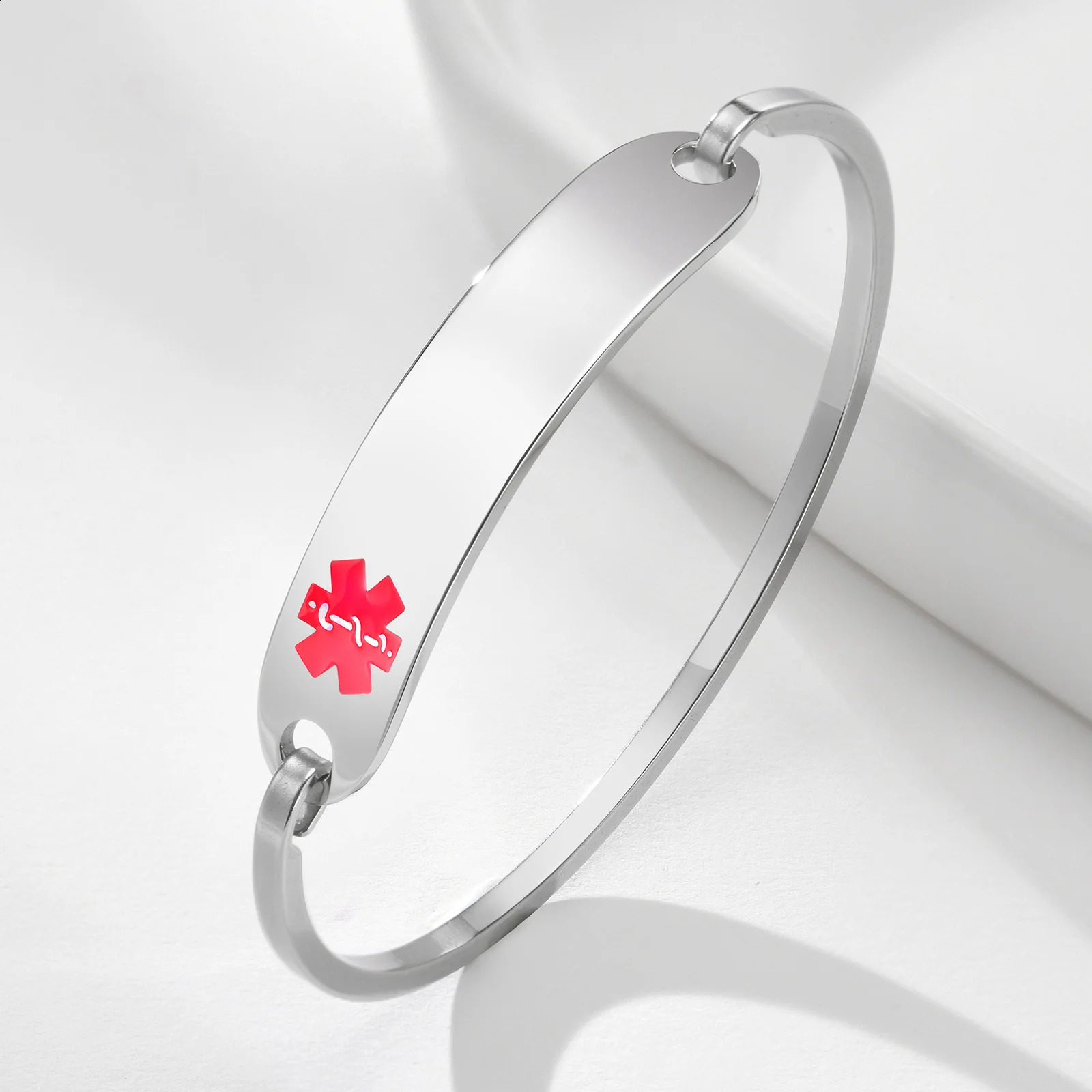 Free Personalized Alert ID Bangle Bracelet for Women Customzied Engraved Emergency Bracelet Diabetes Epilepsy 251014