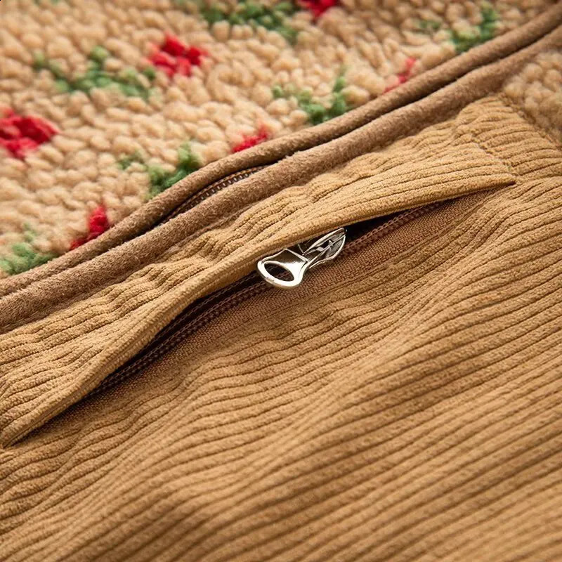 autumn and winter products European American crossborder womens street fashion jacquard floral fleece jacket versatile 251018