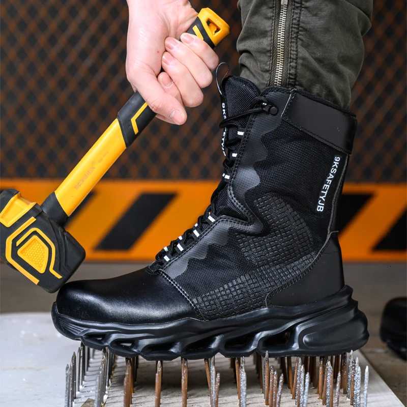 Fashion Work Boots Men Protective Shoes Safety Boots Steel Toe Shoes Outdoor Hiking Boots Light Tactical Boots PunctureProof W251024