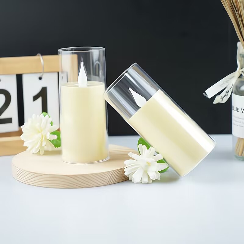 Transparent Acrylic LED Candle Light, 3.7V Battery-Free Warm Light Ambient Lamp for Romantic Wedding & Home Decoration