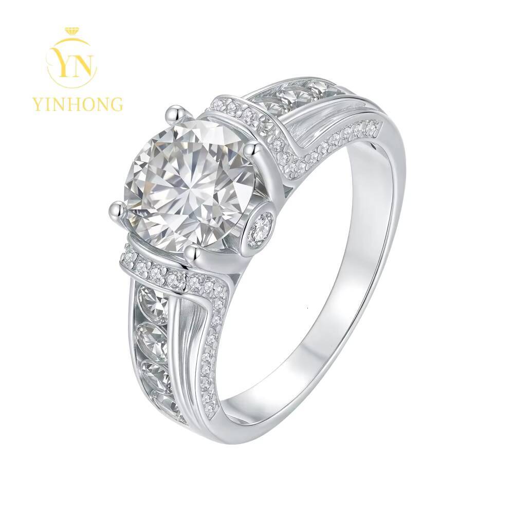 High Quality Wedding Jewelry S925 Silver Moissanite Mens Patterned Rings Round Cut for Mens Wedding Engagement Ring