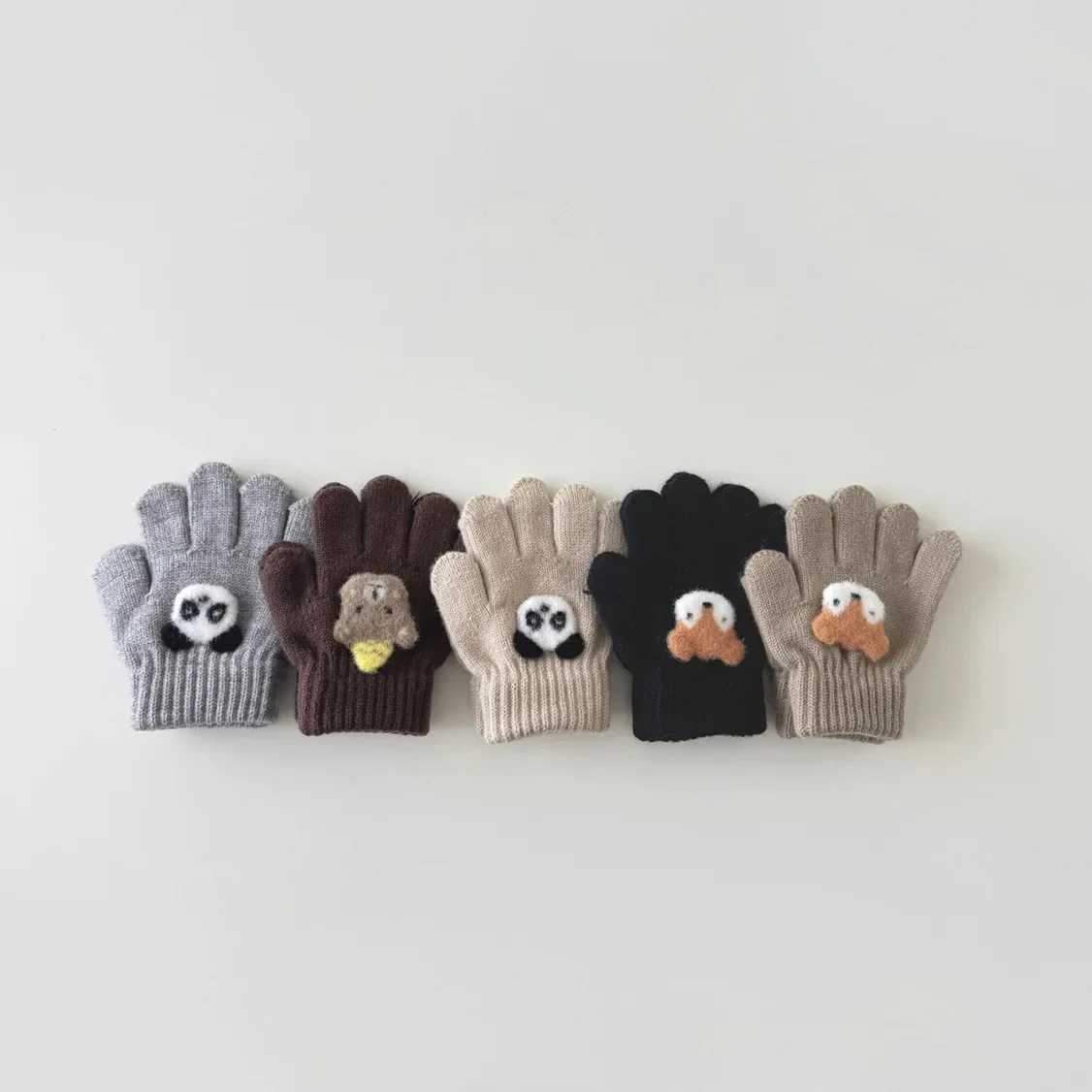 Cartoon Childrens Gloves 36 Years Autumn and Winter Fashion Girls Boys Knitted Warm Fivefinger Gloves Cute Rabbit Y251024