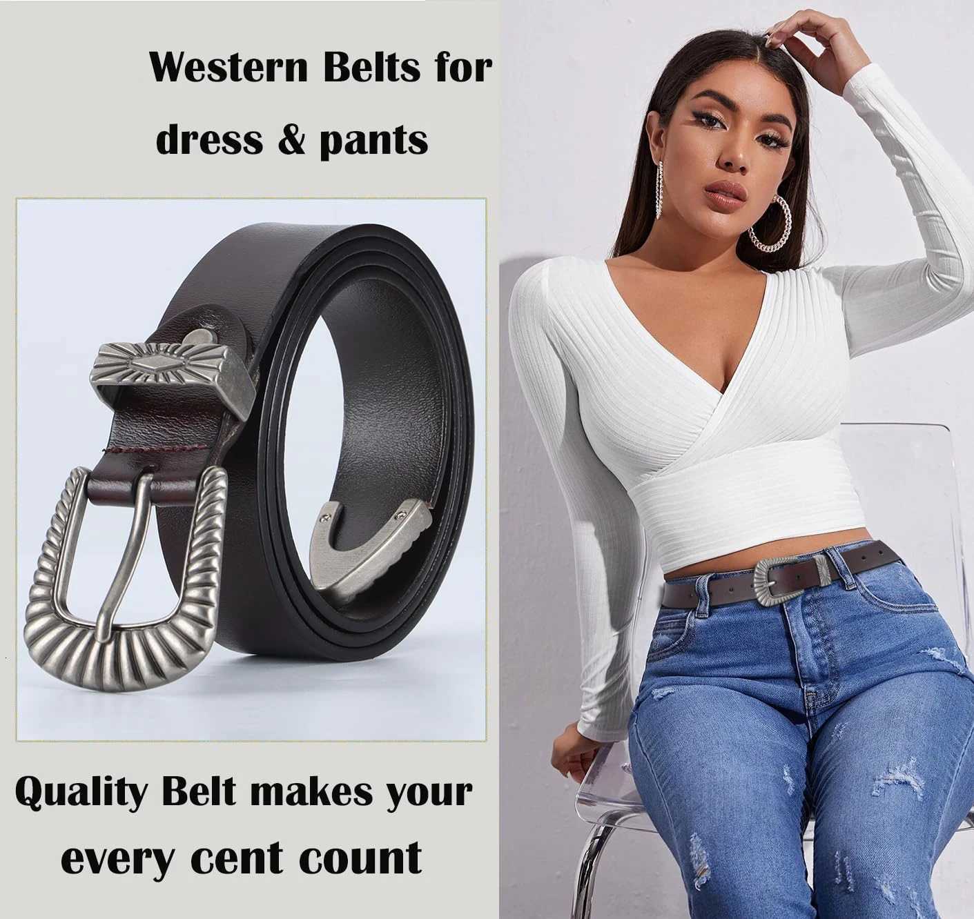 New Western Belts for Woman Plus Size Classic Pin Buckle Belts Black Genuine Leather Waistband Fashion Men Belt with Jeans Pants W251024
