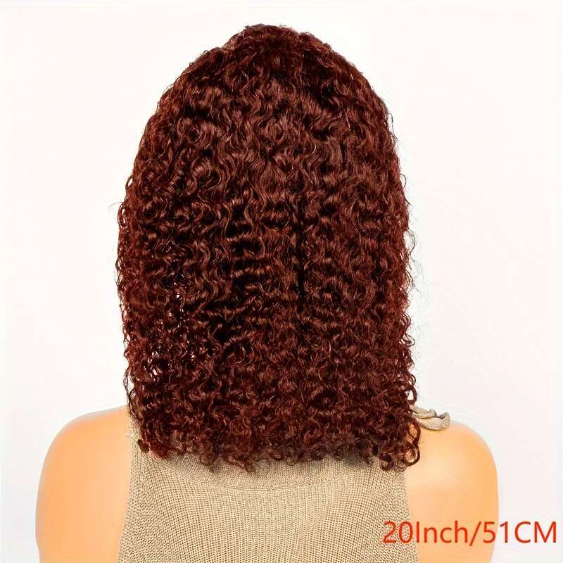 Women'S Brazilian Human Hair Glueless Wig HD Deep Wave 180% Density Red Natural Brown Base with Blonde Highlights, 5x5 Lace Front Closure, Comfor