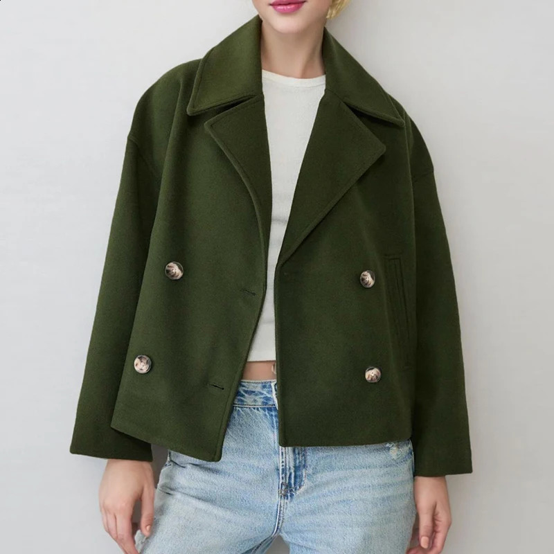 Elegant Women Blazers Coat Turn Down Collar Double Button Jackets For Women Fashion Long Sleeve Outerwear 251023