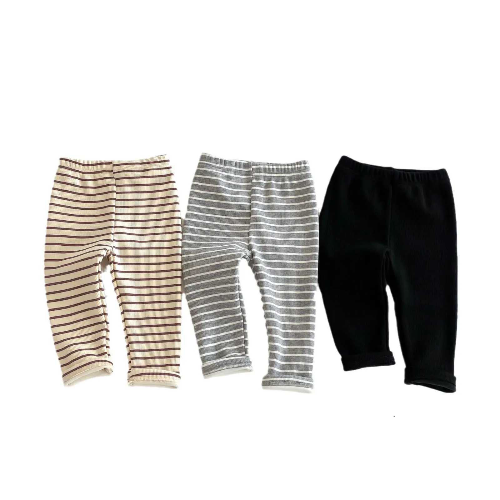 Infant Girl Striped Warm Pants Children Casual Pants Boys Elastic Pants Kids Clothes 2025 Winter New Baby Fleece Leggings CottonT251024