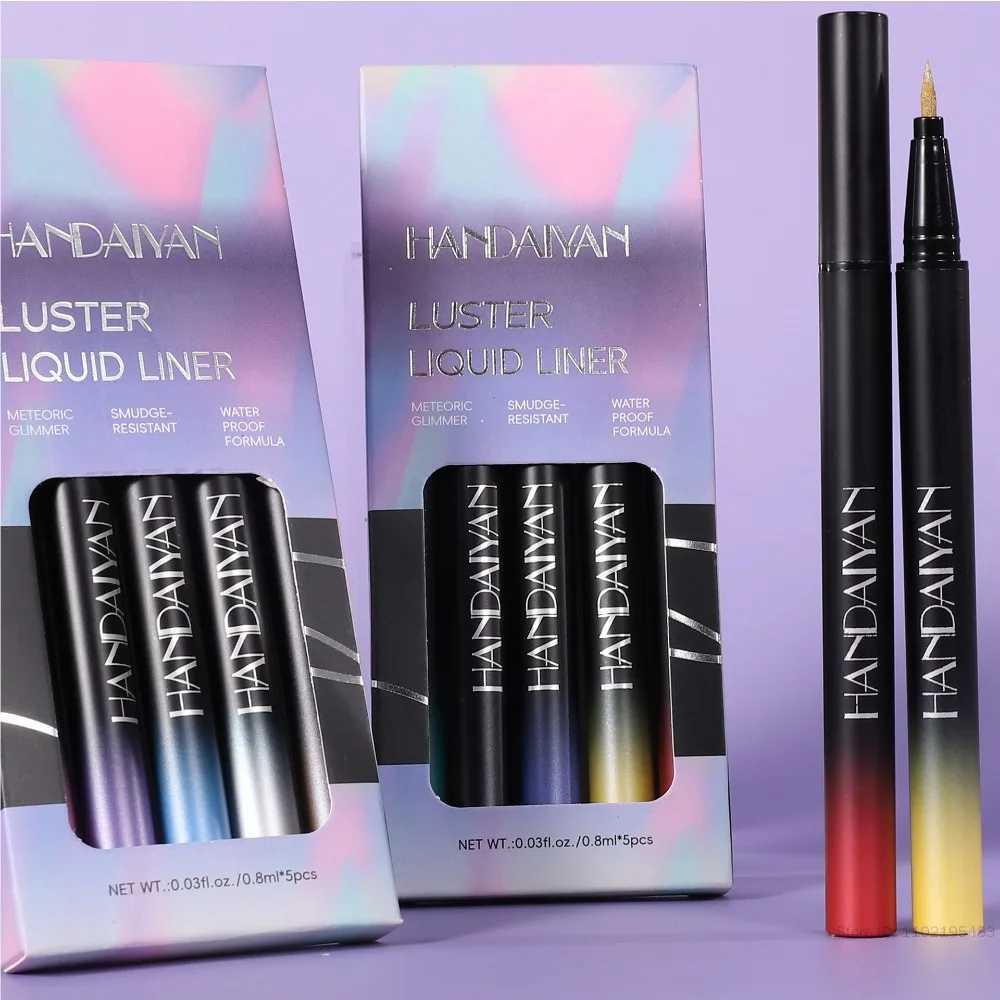 Metallic Gold Purple Liquid Eyeliner Pen Set High Gloss Highlighting Waterproof Quick Dry UltraFine Pearlescent Black Eye LineL251024