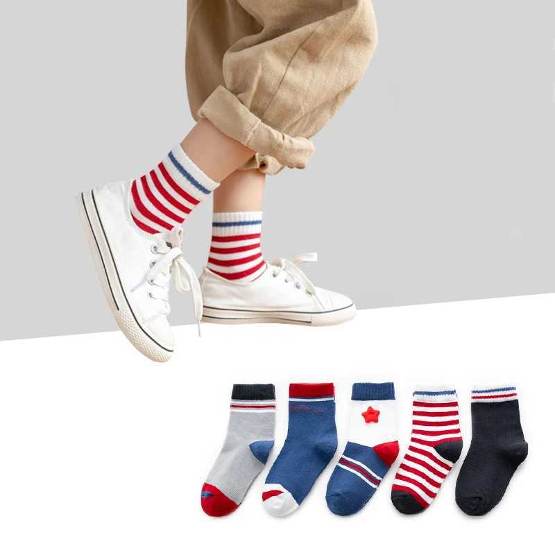 5Parislot Kids Socks Autumn Winter Cotton Baby Socks Red Star Cool Children Socks Fashion Striped Boys Socks J251024