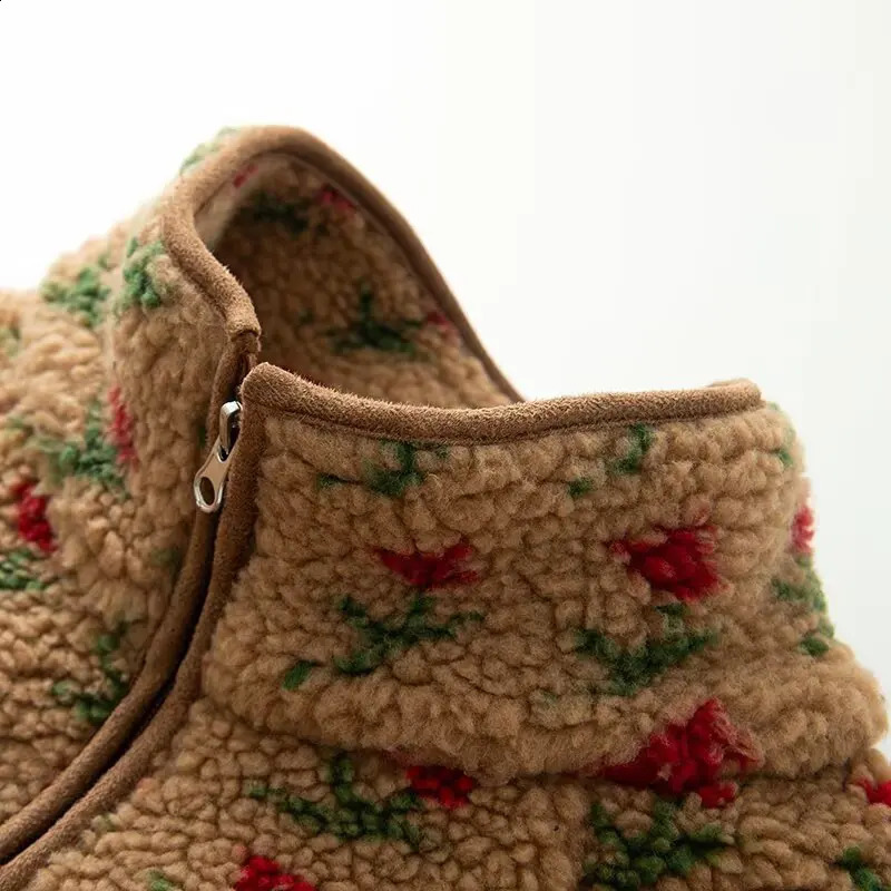 autumn and winter products European American crossborder womens street fashion jacquard floral fleece jacket versatile 251018