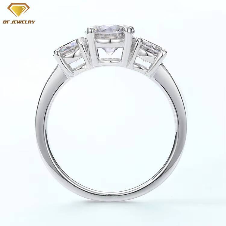 Solid 925 Silver Women Jewelry White Gold Moissanite Ring