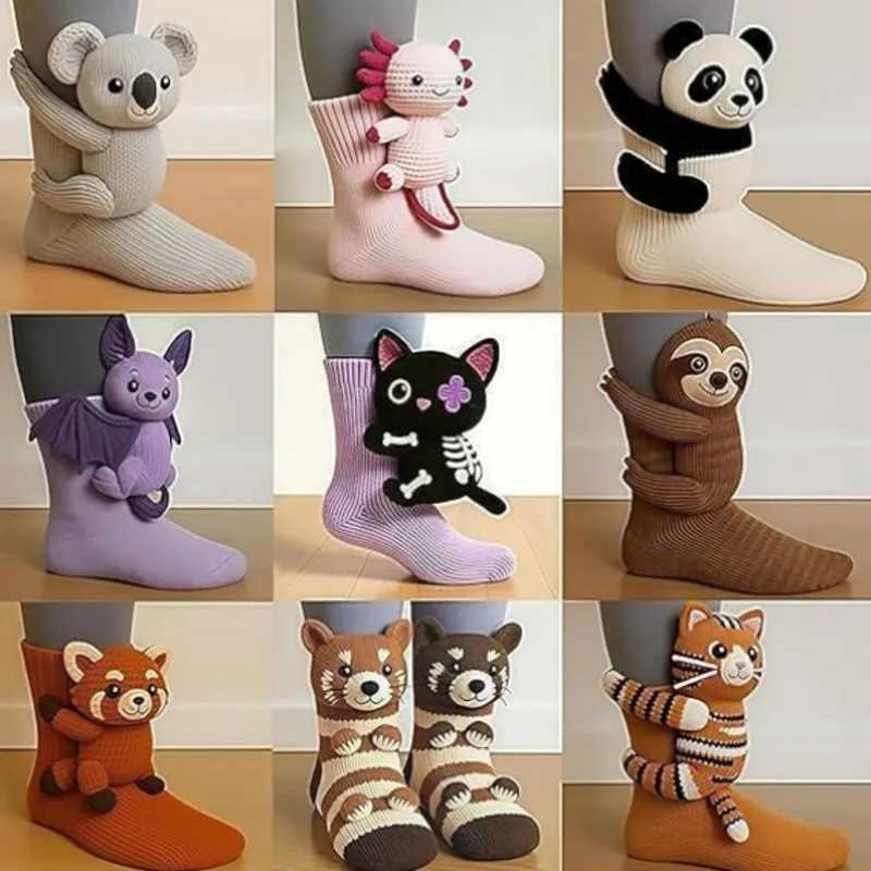 3D Knitted Animal Socks Cute Cozy Fuzzy Thick Warm Crew With 3D Ears For Women Teens Kids Home Winter Holiday Gift Christmas J251024