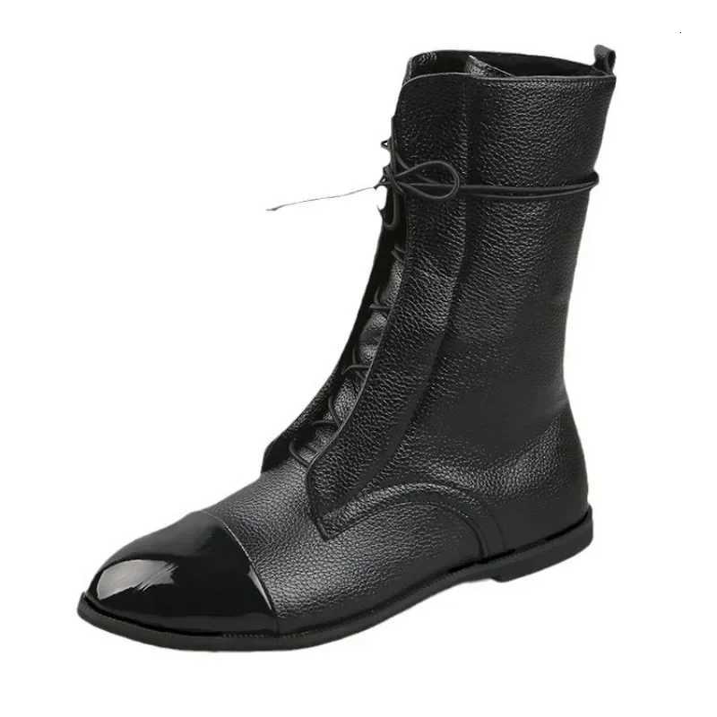 Womens Boots Point Flat Bottom Comfort Motorcycle Boots Lace Up Anti Slip Wearresistant Fashion ladies Boot Botas Mujer W251024