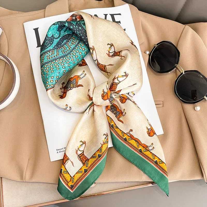Horse Print Skinny Silk Neckerchief Luxury Design Square Scarf for Wen Soft Satin Scarves Bag Ribbon Fem Foard Haiand Y251024