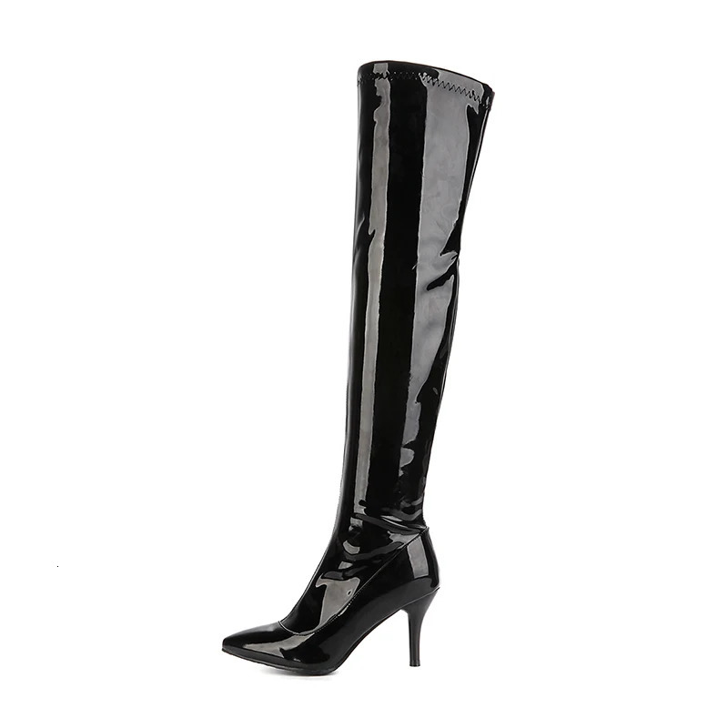 Fashion Over the Knee Boots Women Sexy High Heel Thigh high Boots Winter Patent leather Pointed Party Long Shoe Large Size 45 251023
