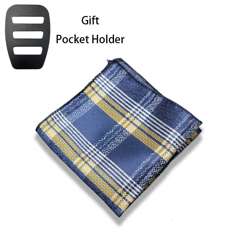 Vintage Grid Striped Jacquard Woven Men British Design Pocket Square Handkerchief Chest Towel Suit Accories Y251024